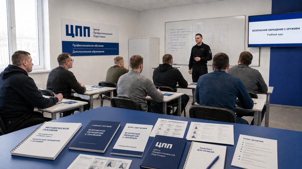 Учебный класс Центра профессиональной подготовки на теоретическом занятии по безопасному обращению с оружием.