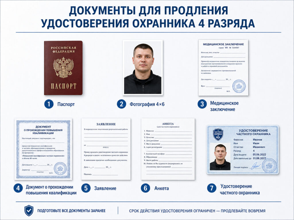 Документы для продления удостоверения охранника 4 разряда
