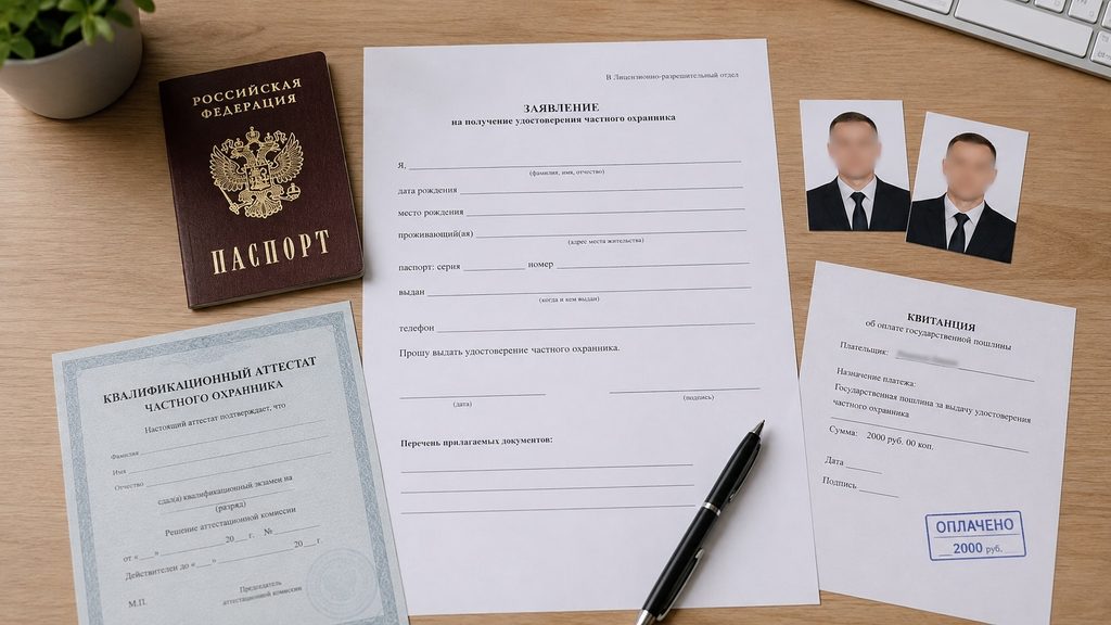 Комплект документов для получения удостоверения частного охранника